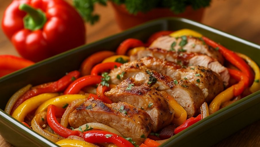 Recept za sočno meso sa paprikom i lukom
