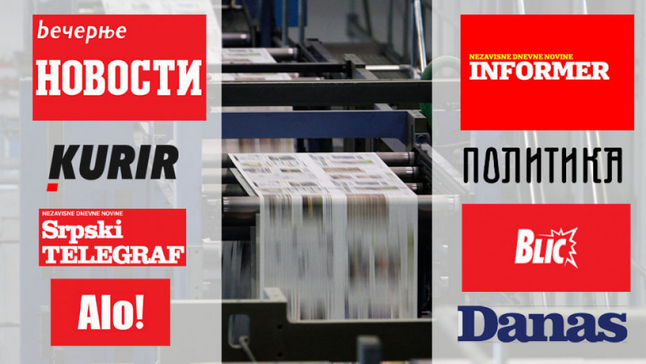 Naslovne strane dnevne štampe za četvrtak, 29. januar