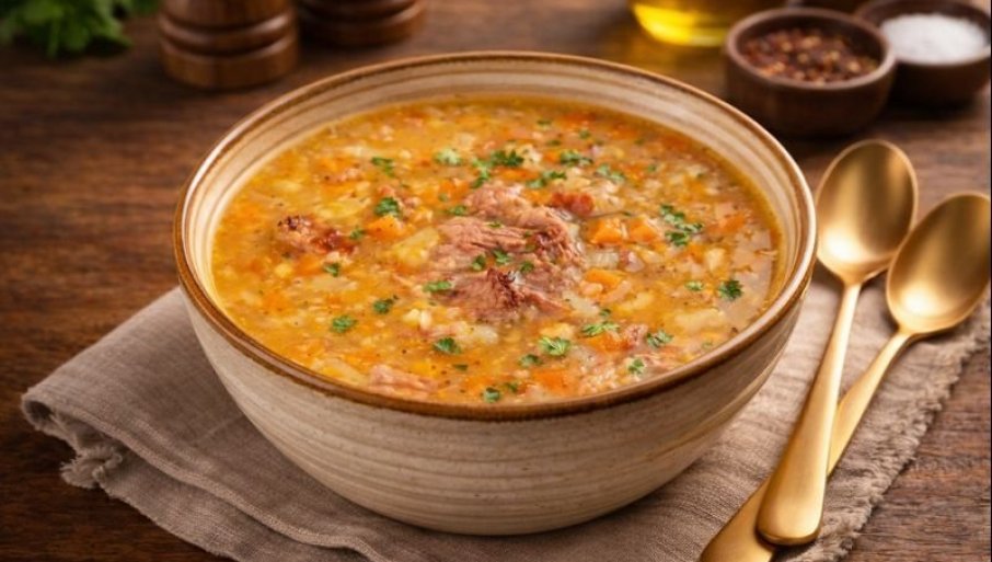 GRAŠAK SA DIMLJENIM MESOM: Klasično jelo na kašiku