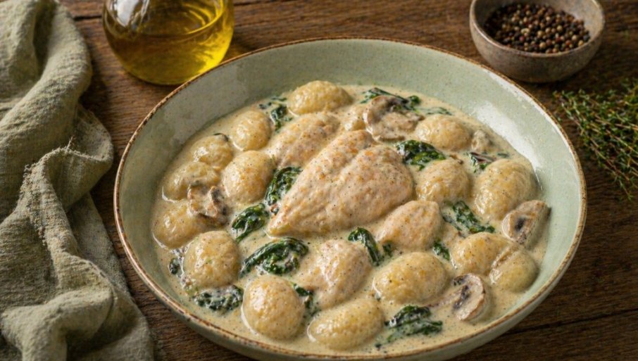 PILETINA SA NjOKAMA U UMAKU OD ŠAMPINjONA: Kremasto savršenstvo na tanjiru