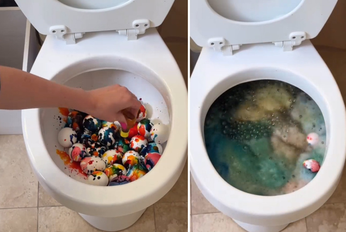 Influenserka farba uskršnja jaja u WC šolji