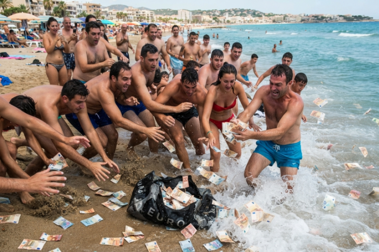 NEVEROVATNA SCENA NA SICILIJI! More izbacilo 700.000 evra na obalu, kupači krenuli da grabe novac